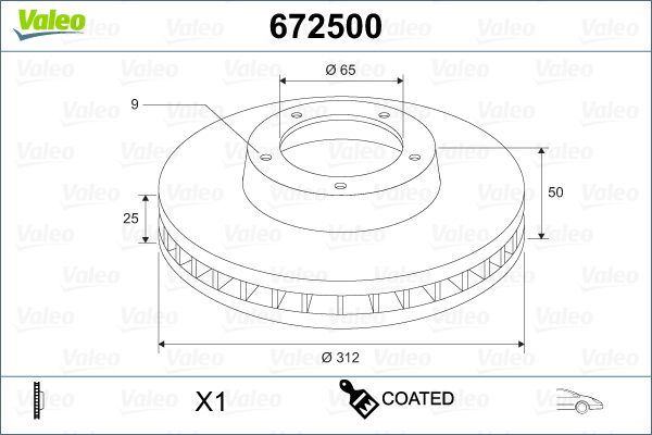 Brake Disc VALEO 672500