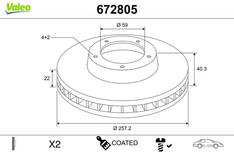 Brake Disc VALEO 672805