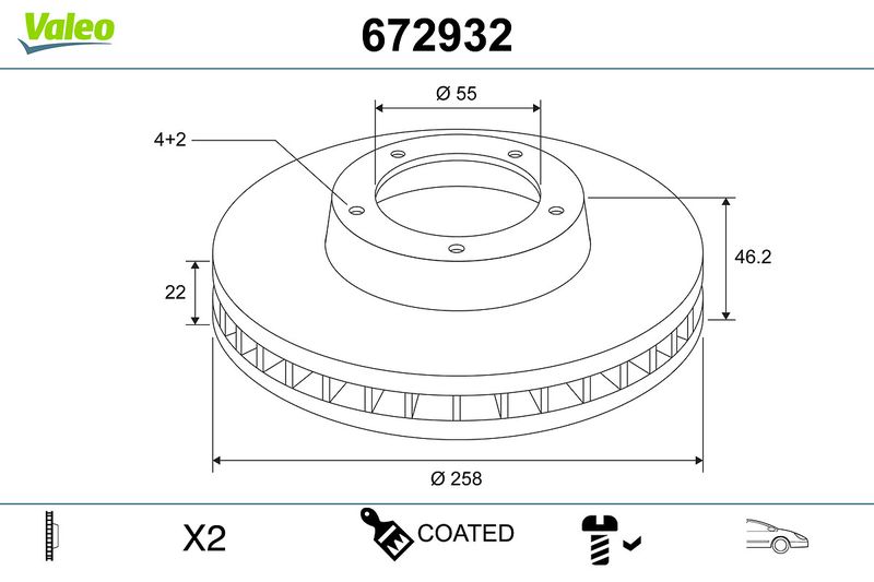Brake Disc VALEO 672932