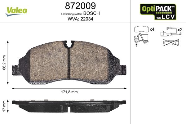 Brake Pad Set, disc brake VALEO 872009