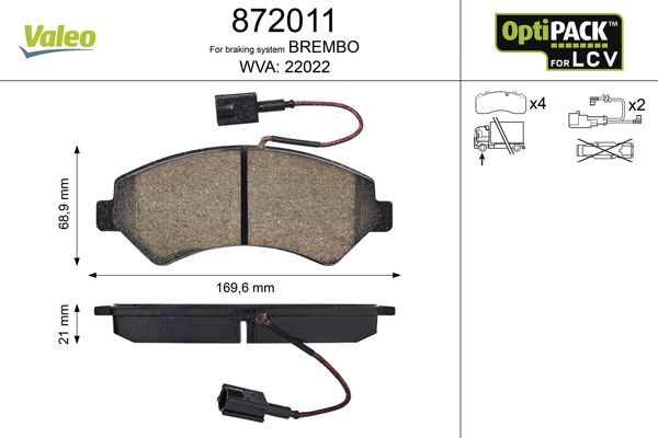 Brake Pad Set, disc brake VALEO 872011