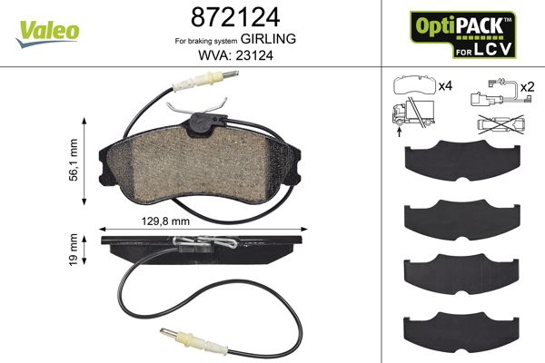 Brake Pad Set, disc brake VALEO 872124