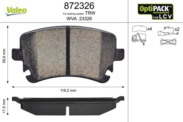 Brake Pad Set, disc brake VALEO 872326