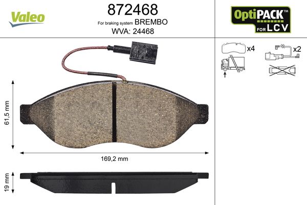 Brake Pad Set, disc brake VALEO 872468