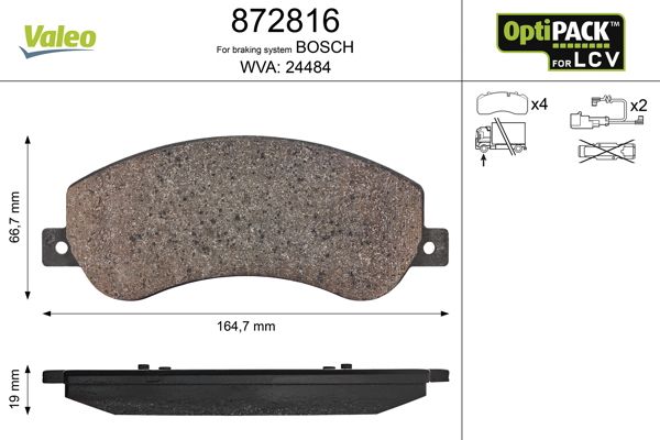 Brake Pad Set, disc brake VALEO 872816