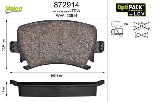 Brake Pad Set, disc brake VALEO 872914