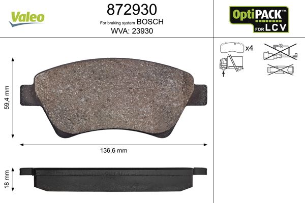 Brake Pad Set, disc brake VALEO 872930