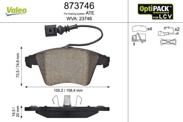 Brake Pad Set, disc brake VALEO 873746