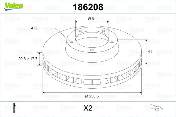 Гальмівний диск VALEO 186208