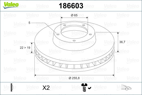 Brake Disc VALEO 186603