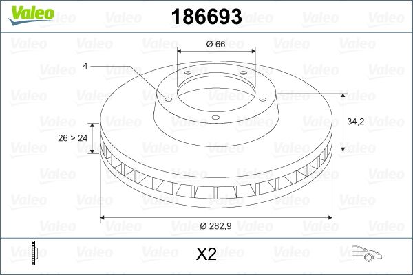 Brake Disc VALEO 186693