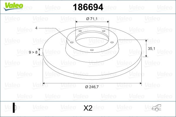 Brake Disc VALEO 186694