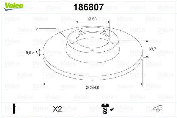 Гальмівний диск VALEO 186807