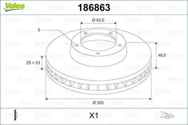 Гальмівний диск VALEO 186863