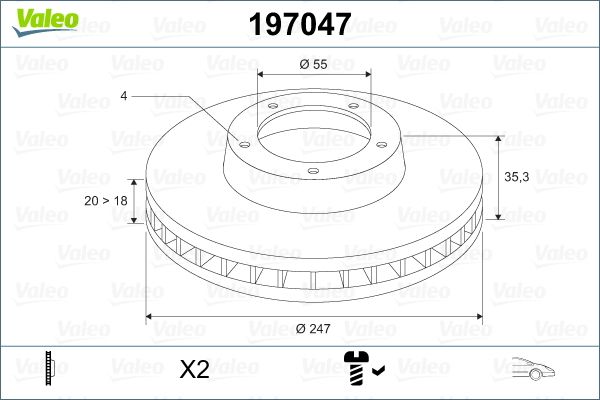 Гальмівний диск VALEO 197047