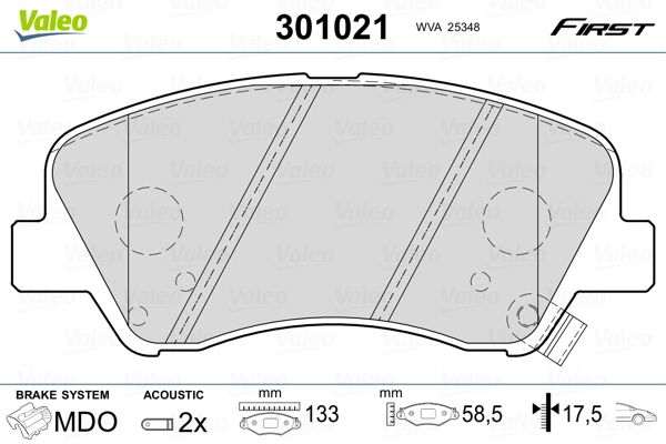 Brake Pad Set, disc brake VALEO 301021