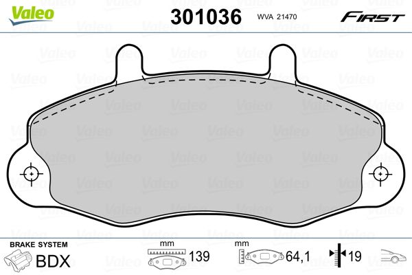 Brake Pad Set, disc brake VALEO 301036