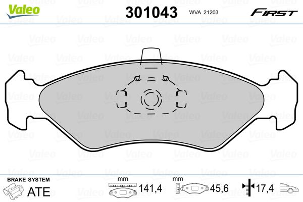 Brake Pad Set, disc brake VALEO 301043