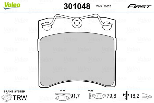 Brake Pad Set, disc brake VALEO 301048