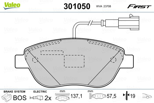 Brake Pad Set, disc brake VALEO 301050