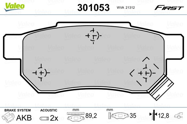 Brake Pad Set, disc brake VALEO 301053