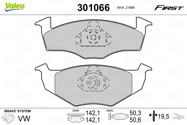 Brake Pad Set, disc brake VALEO 301066