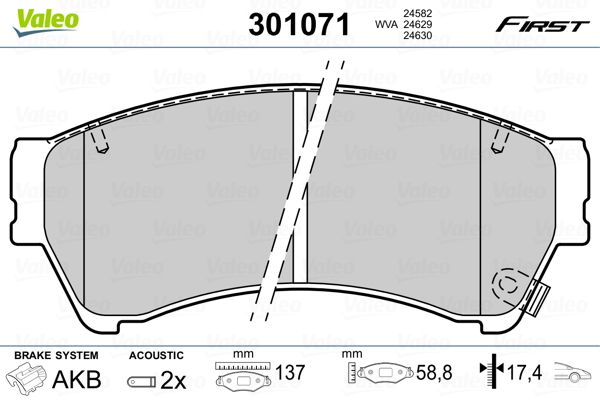 Brake Pad Set, disc brake VALEO 301071