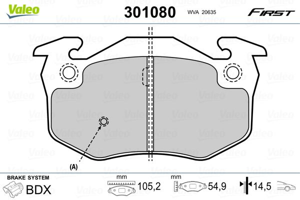 Brake Pad Set, disc brake VALEO 301080