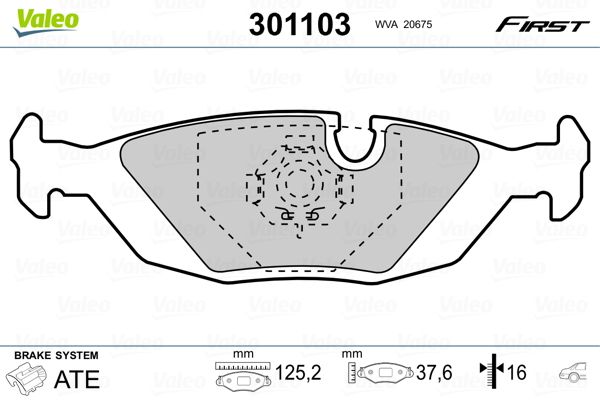 Brake Pad Set, disc brake VALEO 301103