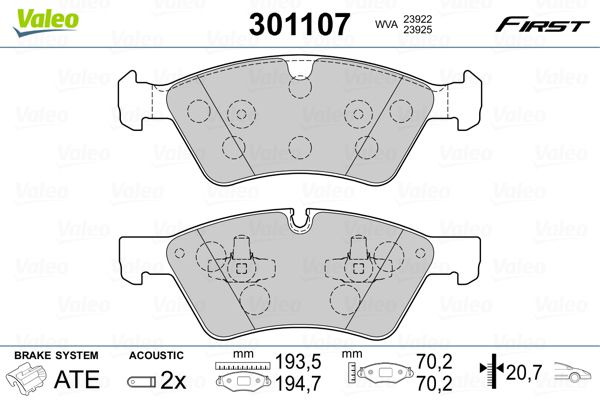 Brake Pad Set, disc brake VALEO 301107