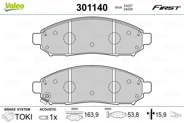 Brake Pad Set, disc brake VALEO 301140