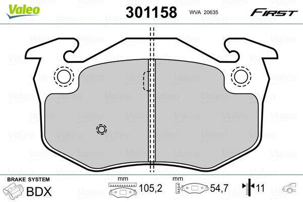 Brake Pad Set, disc brake VALEO 301158