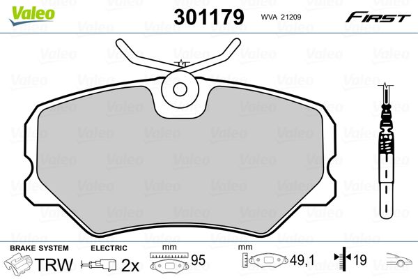 Brake Pad Set, disc brake VALEO 301179