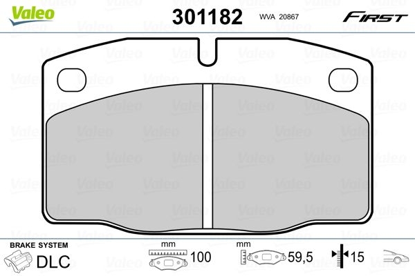 Brake Pad Set, disc brake VALEO 301182