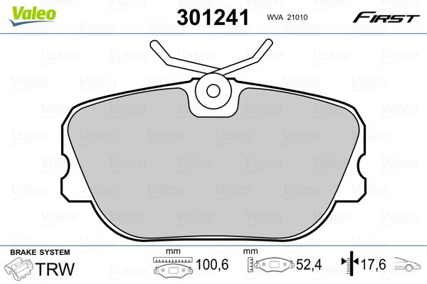 Brake Pad Set, disc brake VALEO 301241