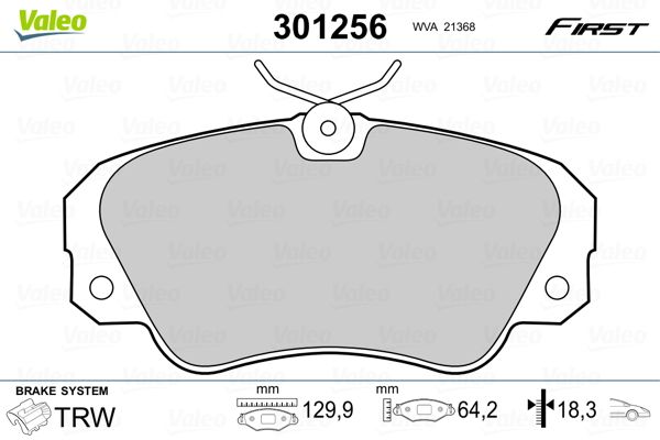 Brake Pad Set, disc brake VALEO 301256