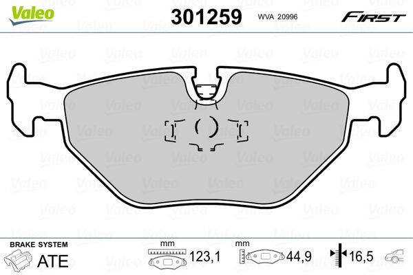 Brake Pad Set, disc brake VALEO 301259