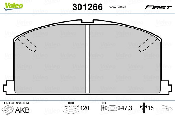 Brake Pad Set, disc brake VALEO 301266