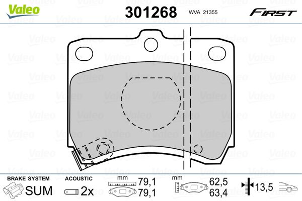 Brake Pad Set, disc brake VALEO 301268