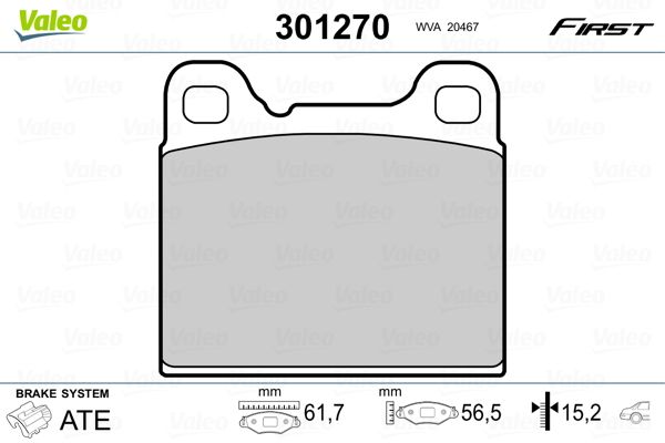 Brake Pad Set, disc brake VALEO 301270