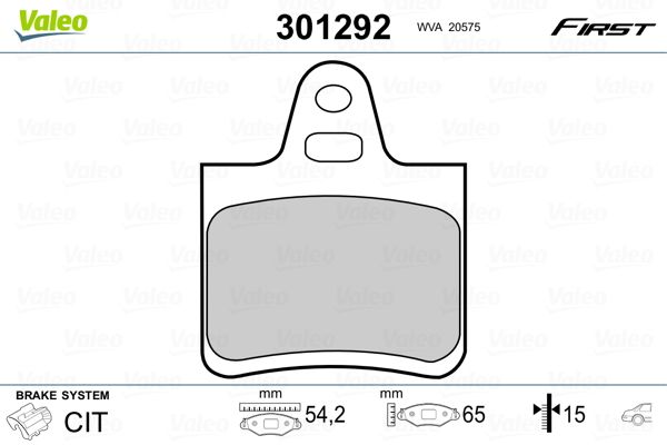 Brake Pad Set, disc brake VALEO 301292