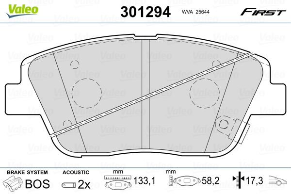 Brake Pad Set, disc brake VALEO 301294