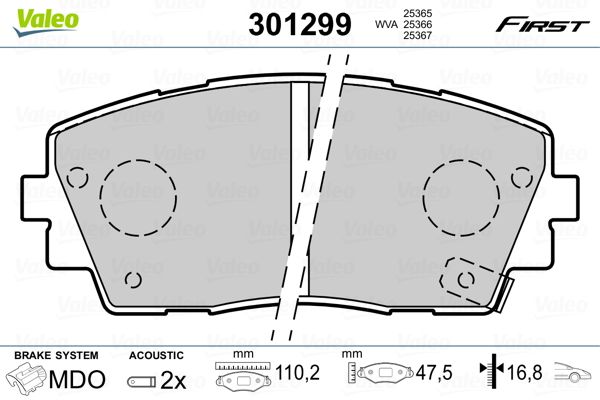 Brake Pad Set, disc brake VALEO 301299