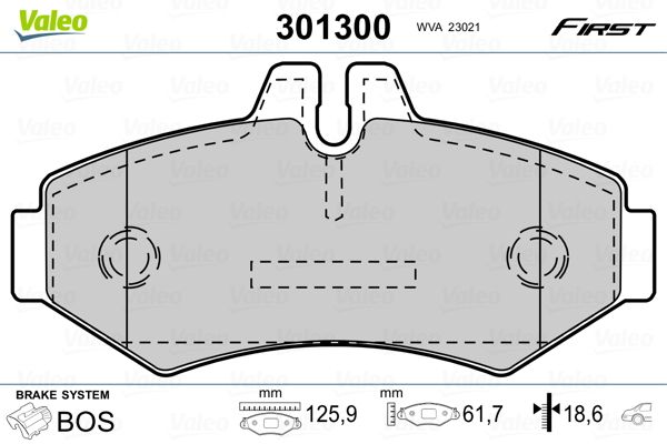 Brake Pad Set, disc brake VALEO 301300