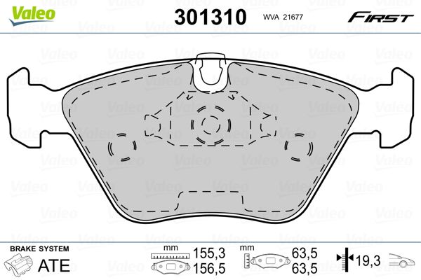 Brake Pad Set, disc brake VALEO 301310