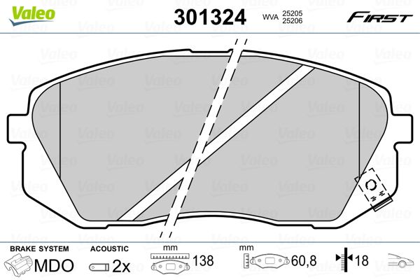 Brake Pad Set, disc brake VALEO 301324