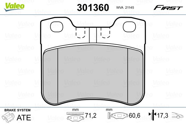 Brake Pad Set, disc brake VALEO 301360