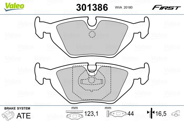 Brake Pad Set, disc brake VALEO 301386