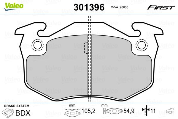 Brake Pad Set, disc brake VALEO 301396