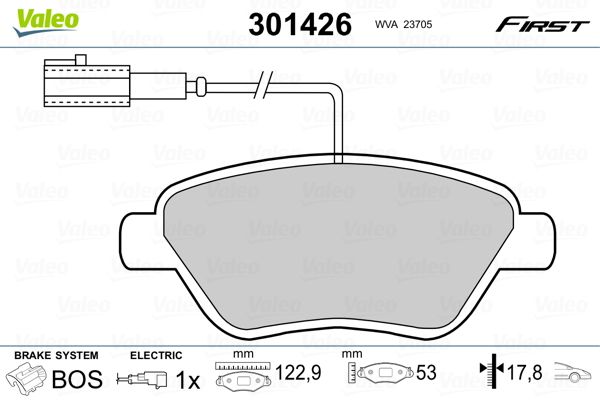 Brake Pad Set, disc brake VALEO 301426